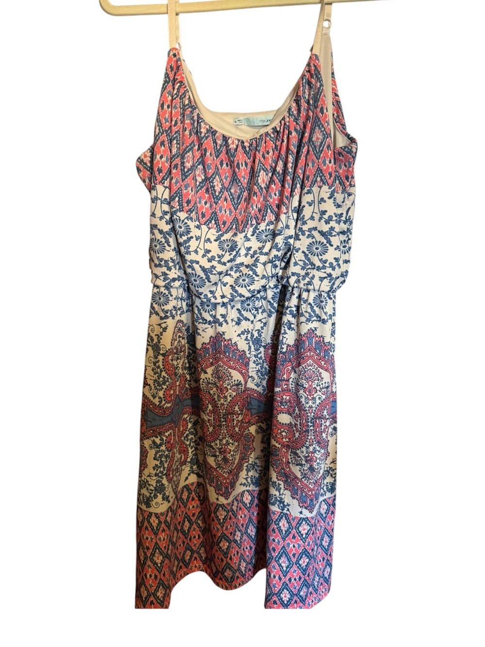 Maurices Sleeveless Midi Dress Cream, Blue & Coral Print ladies extra large xl